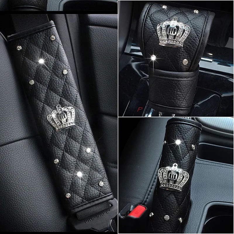 

Universal Crystal Car Seat Belt Cover Diamond Hand Brake Gear Cover Auto Seat Belt Shoulder Pad Car Styling Suit For All Car