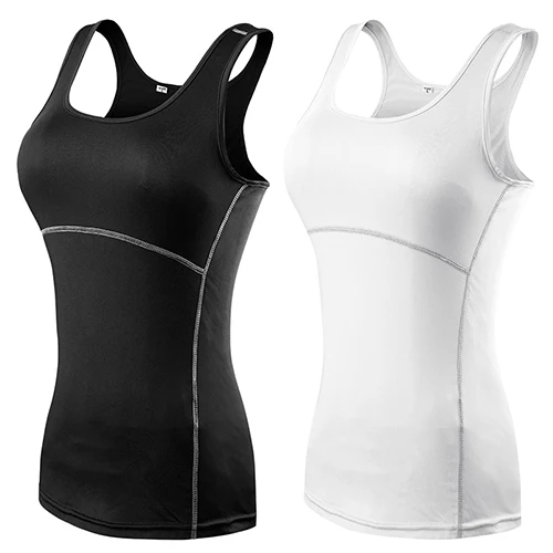 2pcs black and white Майка для фитнеса спортивная женская спортивная футболка майка женская топ женский спортивный топ спорт футболка женская для фитнеса топ для йоги майки спортивные женские - Цвет: 2pcs black and white