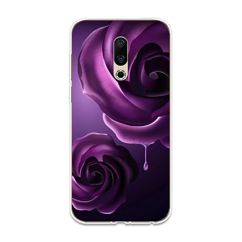 Фиолетовый цветок Романтика силиконовый чехол для телефона Couqe Meizu 15 16 Lite Plus 16X Note 8
