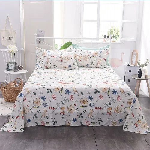 bedsheet 1 Хлопок, простыня для кровати, односпальная, двойная, полностью королевская, с цветочным рисунком, хлопок, простыни, покрывало для кровати, sabanas de algodon, drap de lit - Цвет: bedsheet 1