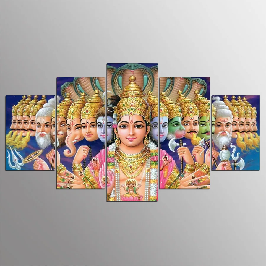 

HD print 5 pcs canvas wall art Mythology Shiva Vishnu painting India Deities Ganesha Canvas picture home decor wall art /PT1162