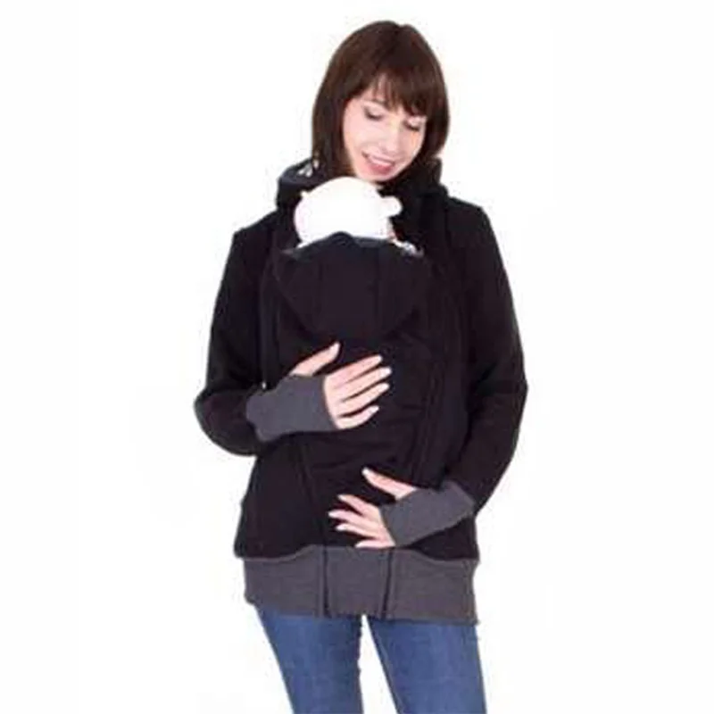

UOVO Kangaroo Mother Coat Maternity Autumn Plus Size Warm Clothes Women Hoddies Carry Baby Infant Sweatshirt Zipper M/L/XL/2XL