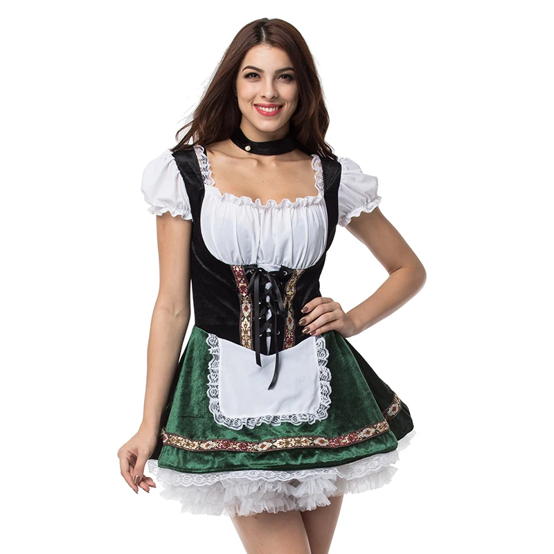 Немецкое баварское пиво девушка костюм для Октоберфеста карнавал Dirndl Зеленый