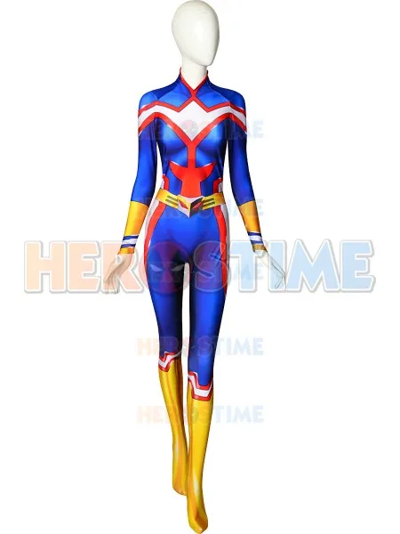 Boku No My Hero Academy All Might Косплей Костюм с 3D принтом лайкра спандекс синий мужской