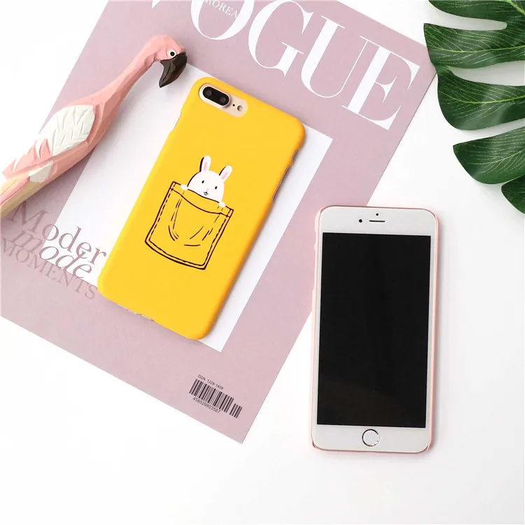 Чехол для iPhone 6 Plus 6S 7 8 Puls X XS с мультяшным животным карманом и кроликом пластиковый