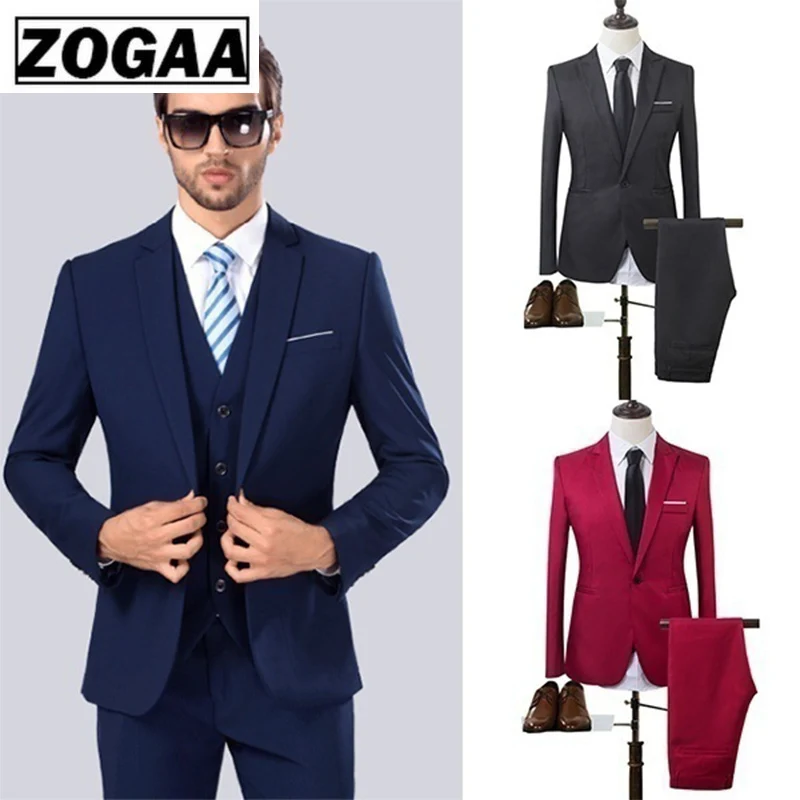 2019 высокое качество мужские модные тонкие костюмы деловые повседневные Костюмы