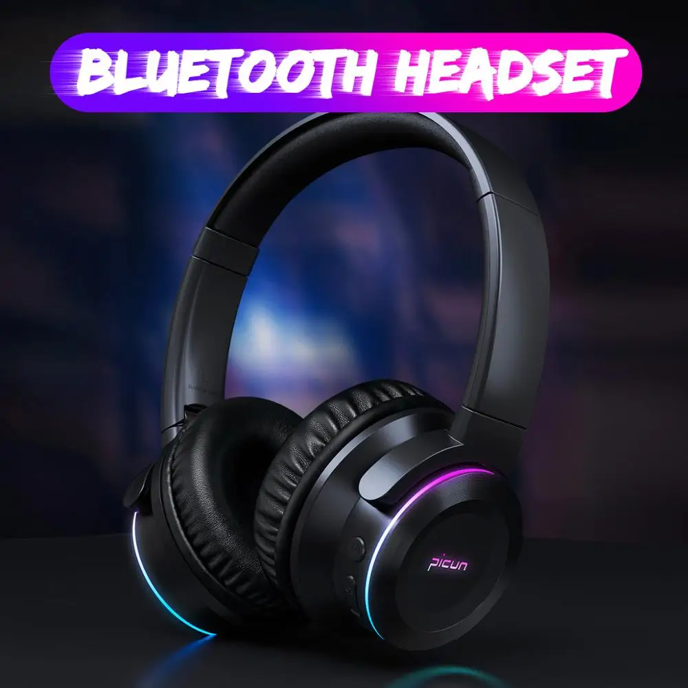 Новый Picun B9 Беспроводной Bluetooth наушники гарнитура со светодиодной вставкой на