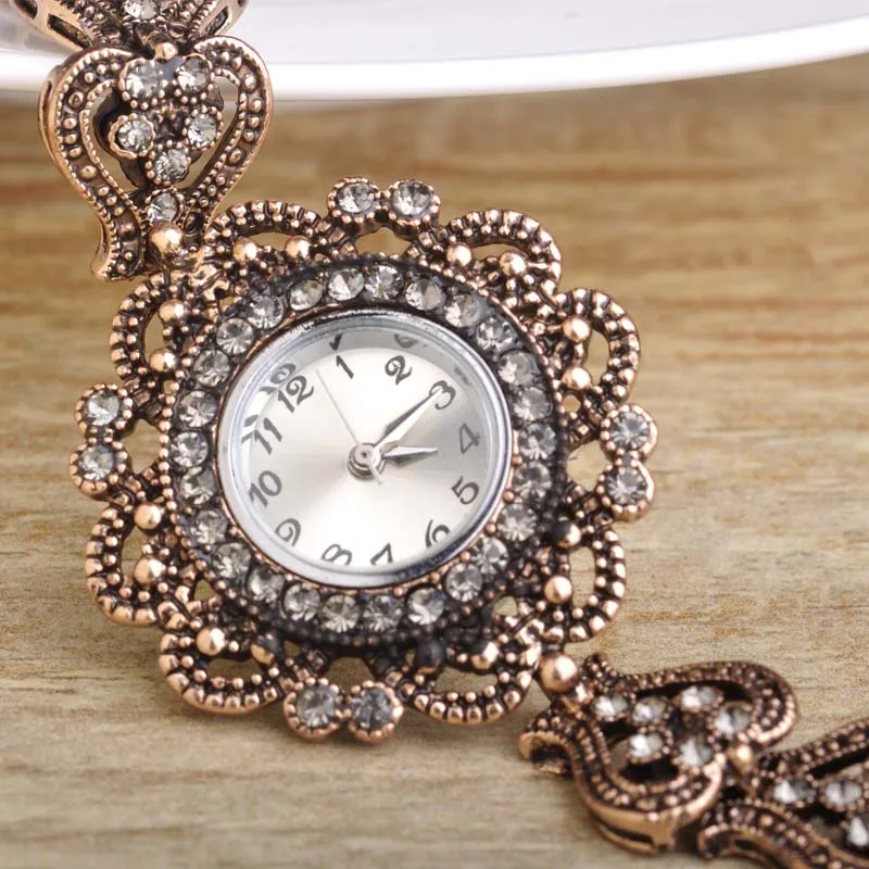 Винтажные круглые кварцевые часы Madrry браслет Relojes Mujer античные золотистые