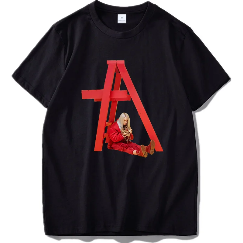 Billie Eilish/футболка, все, что я хотел, поп-певица, одежда, крутая черная, Camiseta, хлопок, футболка, Молодежная, унисекс, европейский размер - Цвет: Black 9