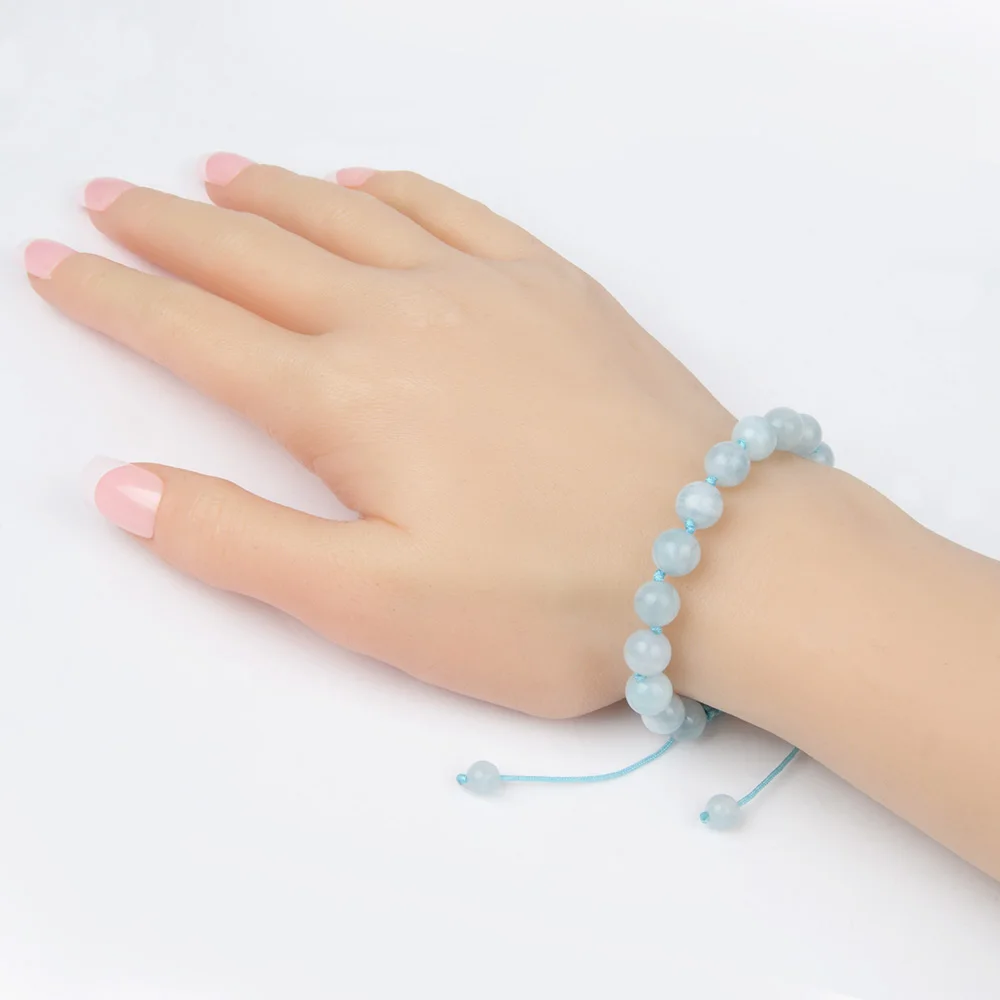 LFPU 8 мм натуральный камень Аквамариновый браслет для женщин | Украшения и