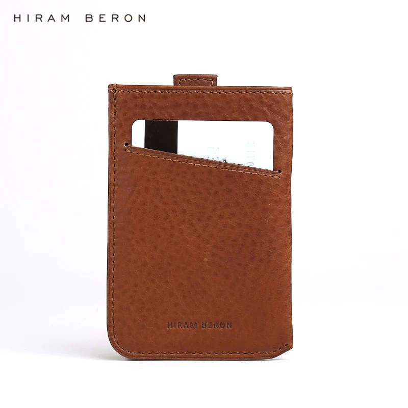 brown Мужской кошелек Hiram Beron с индивидуальным именем, тонкий кожаный бумажник, защита Карт rfid, Итальянский Кожаный минималистичный кошелек, Прямая поставка - Цвет: brown