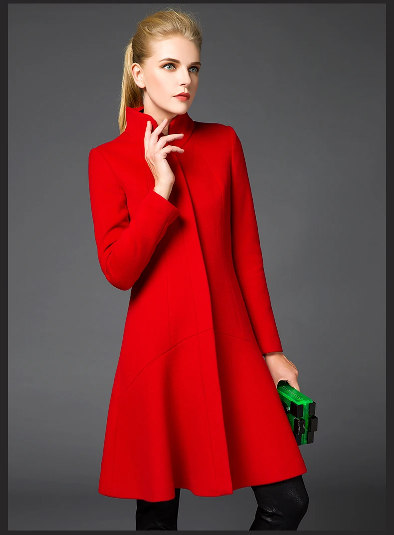 

The new range of European and American jackets black red female winter wool coats 2019