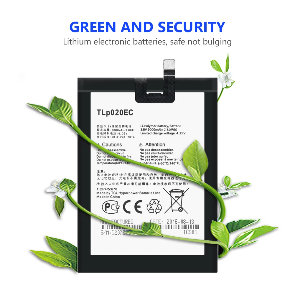 Аккумулятор TLp020EC для Alcatel One Touch литий-полимерный Мобильный телефон всплывающее