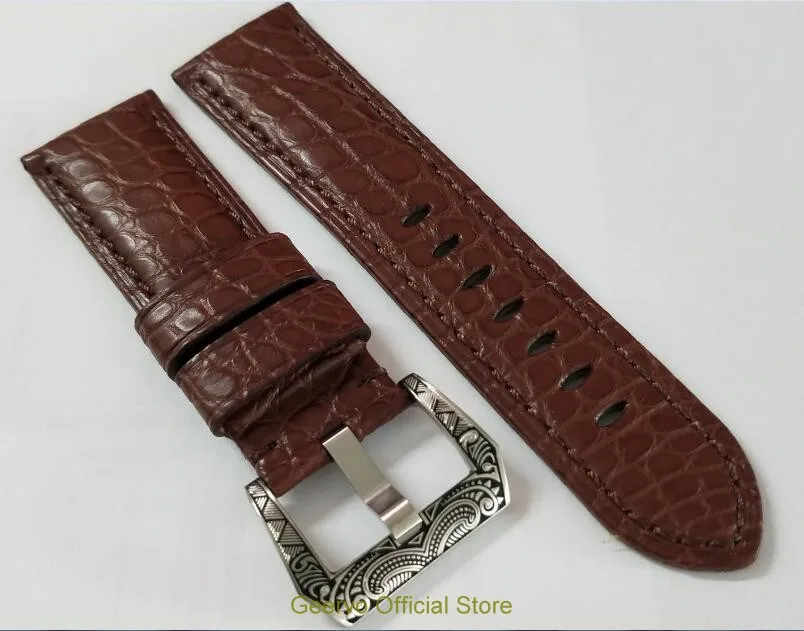 Ремешок для часов 24 мм коричневый ремешок из натуральной кожи крокодила с