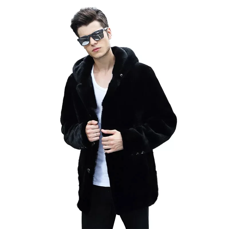 Куртка с капюшоном для мужчин и женщин пальто из меха норки молодежная
