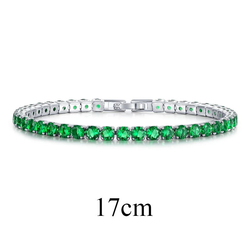 Emerald 17cm UMODE модные очаровательные теннисные браслеты для женщин и мужчин, красочные циркониевые ювелирные изделия, браслеты с цепочкой, подарки, Pulseira Feminina AUB0097 - Окраска металла: Emerald 17cm