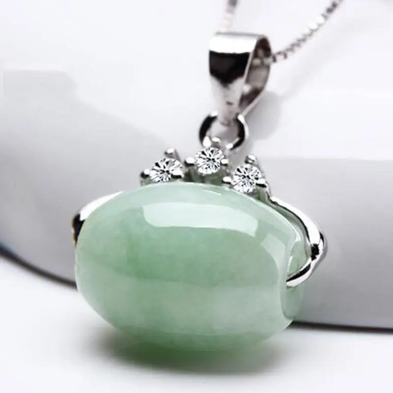 Натуральный Бирма грузовой транспортер Passepartout jadeite кулон ожерелье Мода S925