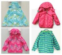 polka dot female child with a hood windproof rainproof outdoor jacket plus velvet child outerwear quality childrens clothing