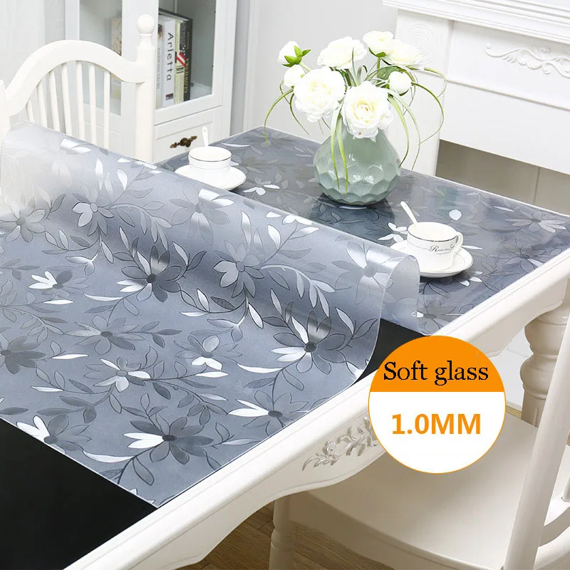pvc Soft glass Скатерть из ПВХ, кухонная скатерть, масляная стеклянная ткань, мягкая ткань 1,0 мм, может быть настроена на заказ, прозрачная Водонепроницаемая скатерть - Цвет: pvc Soft glass