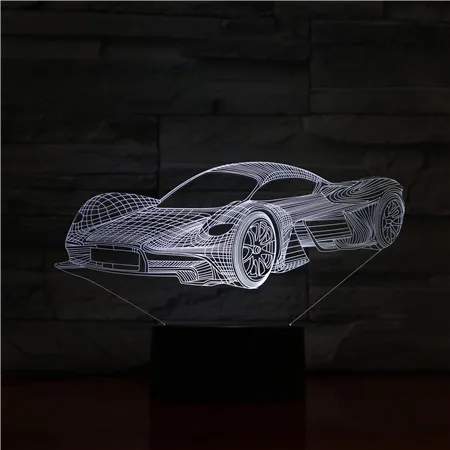 3D 1475 спортивный автомобиль 7 цветов лампа Акриловая Оптическая иллюзия с USB