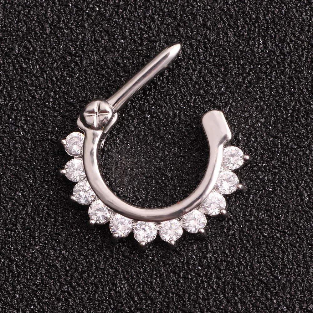 Серьги гвоздики для пирсинга носа с фианитами 1 2 х10 мм|earrings body jewelry|body jewelryclicker nose