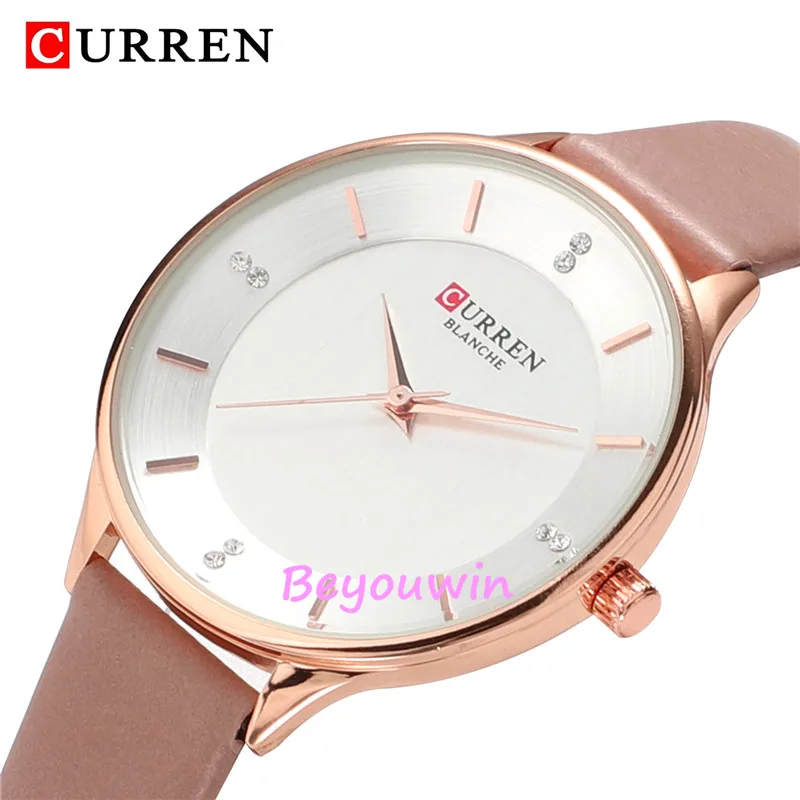 Часы curren 9041 роскошные женские часы топового бренда с кожаным ремешком кварцевые