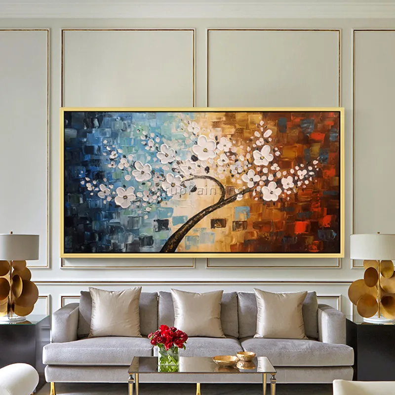Canvas painting palette knife 3D texture flower tree Wall art Pictures For Living Room home decor caudros decoracion084 | Дом и сад