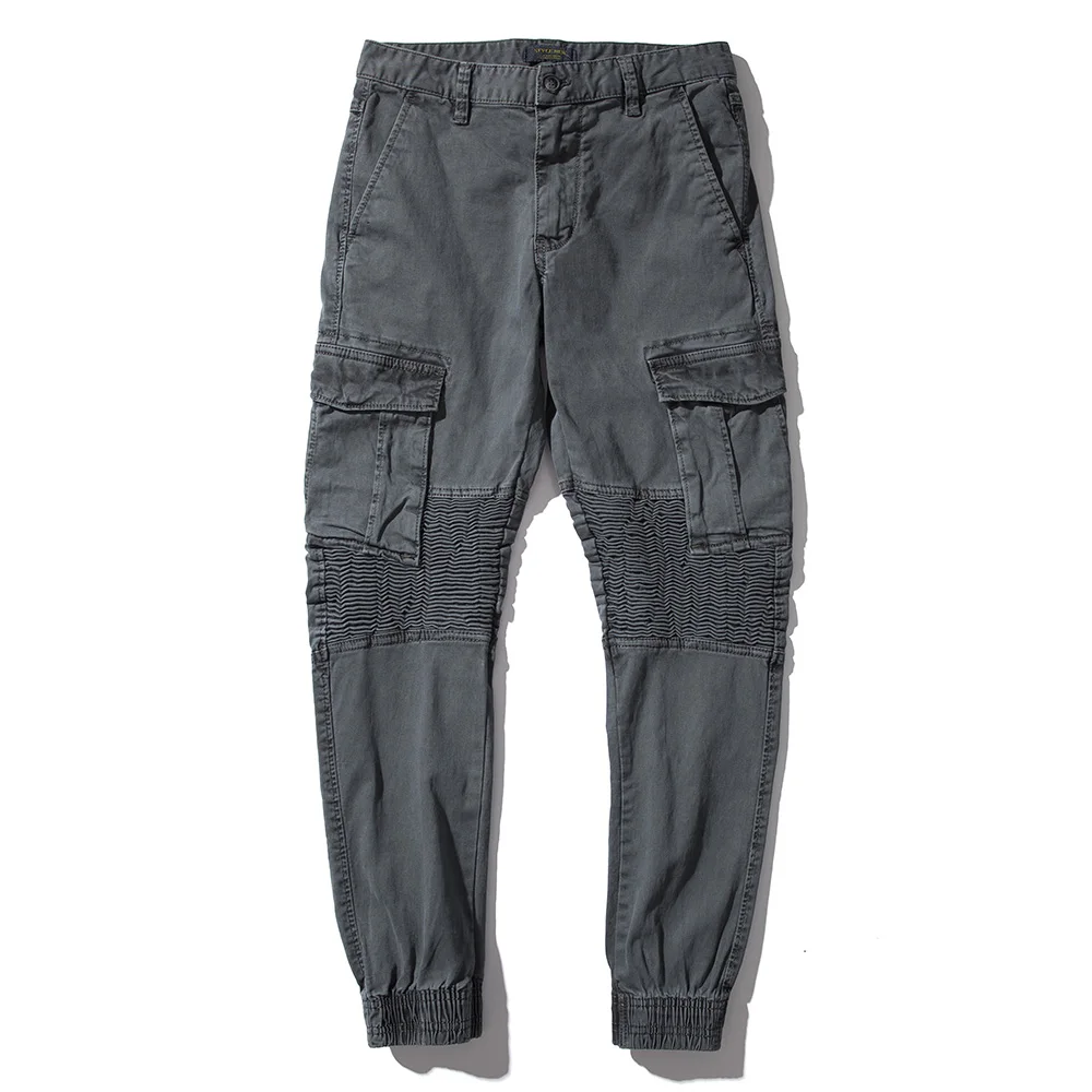 Штаны для бега Лето 2018 мужские большие карманы серебряные комбинезоны весенние