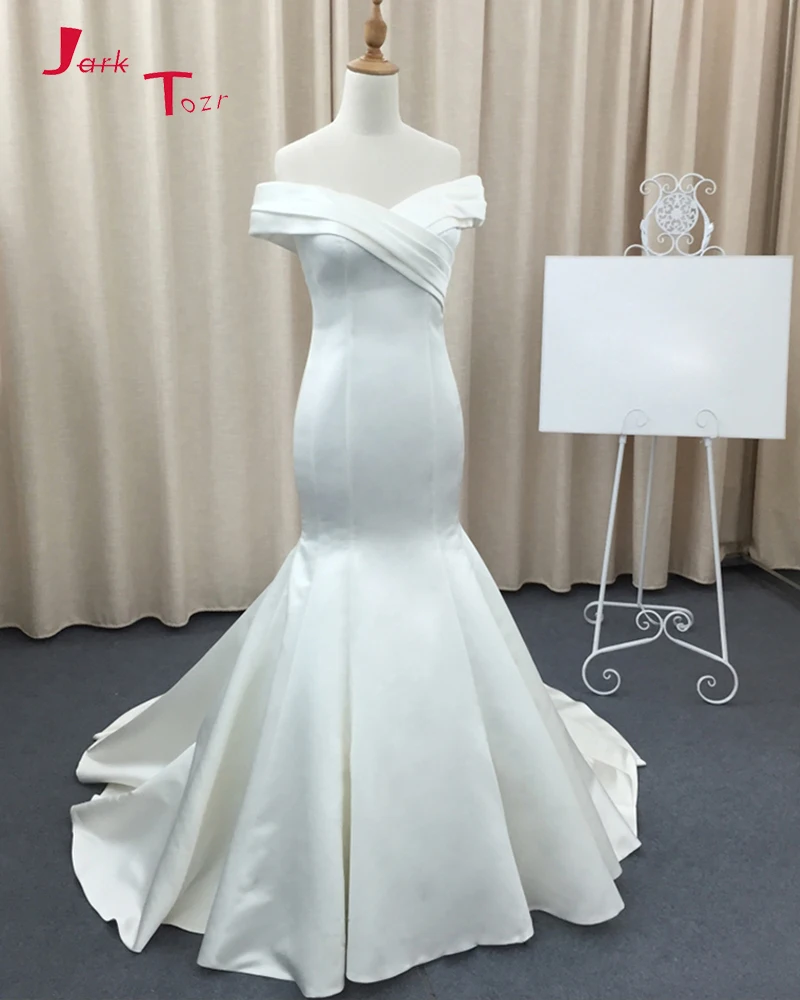 Женское атласное платье с V образным вырезом и коротким рукавом|noiva sereia|vestido de noiva