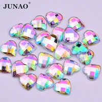 junao 8 10 12 14 16 18 20 mm crystal ab acrylic rhinestone heart shape strass applique scrapbook bead flat back gems for clothes