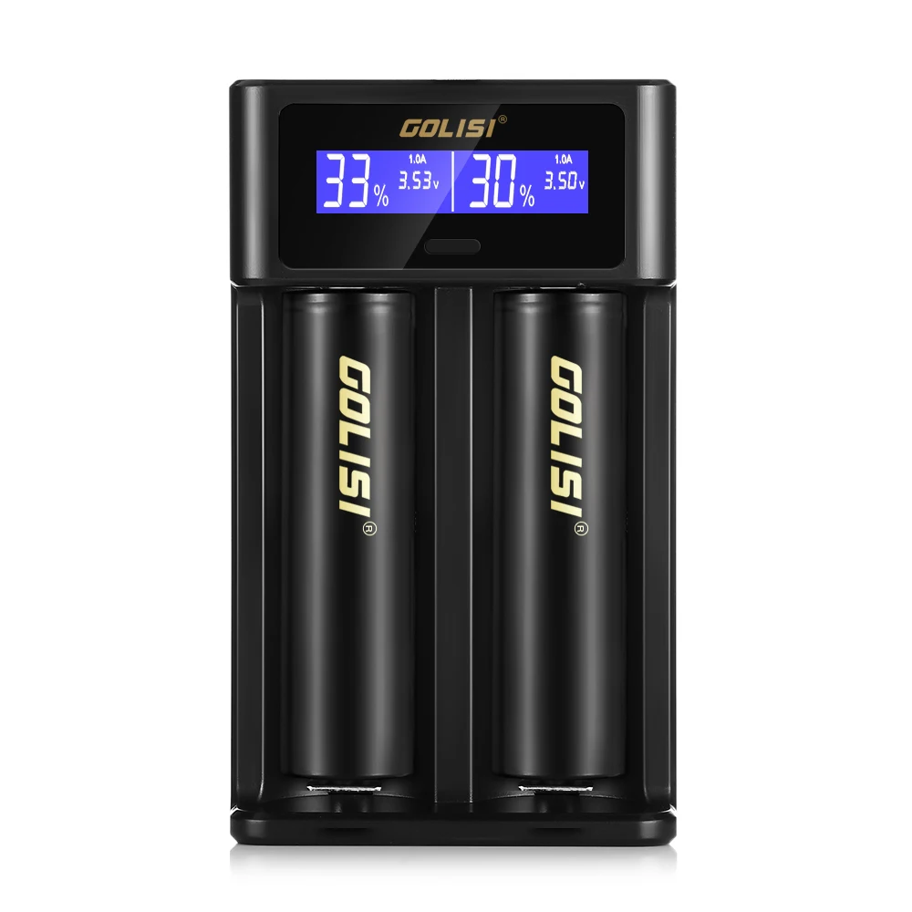 GOLISI I2 мини умное зарядное устройство с ЖК дисплеем 18650 26650 20700 21700 для быстрой