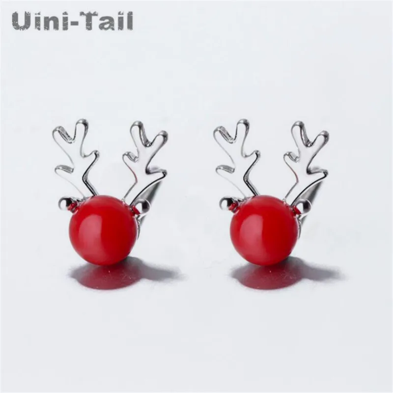 

Uini-Tail новые серьги из стерлингового серебра 925 пробы с маленькими лосинами и жемчугом женские темпераментные модные простые серьги рождест...