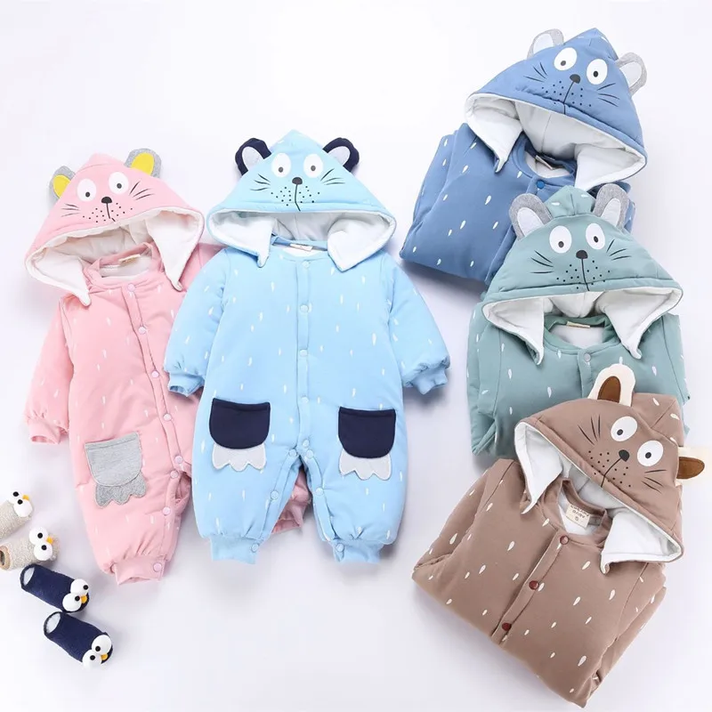 Детский утепленный комбинезон с капюшоном и кроличьими ушками|children jumpsuit|romper