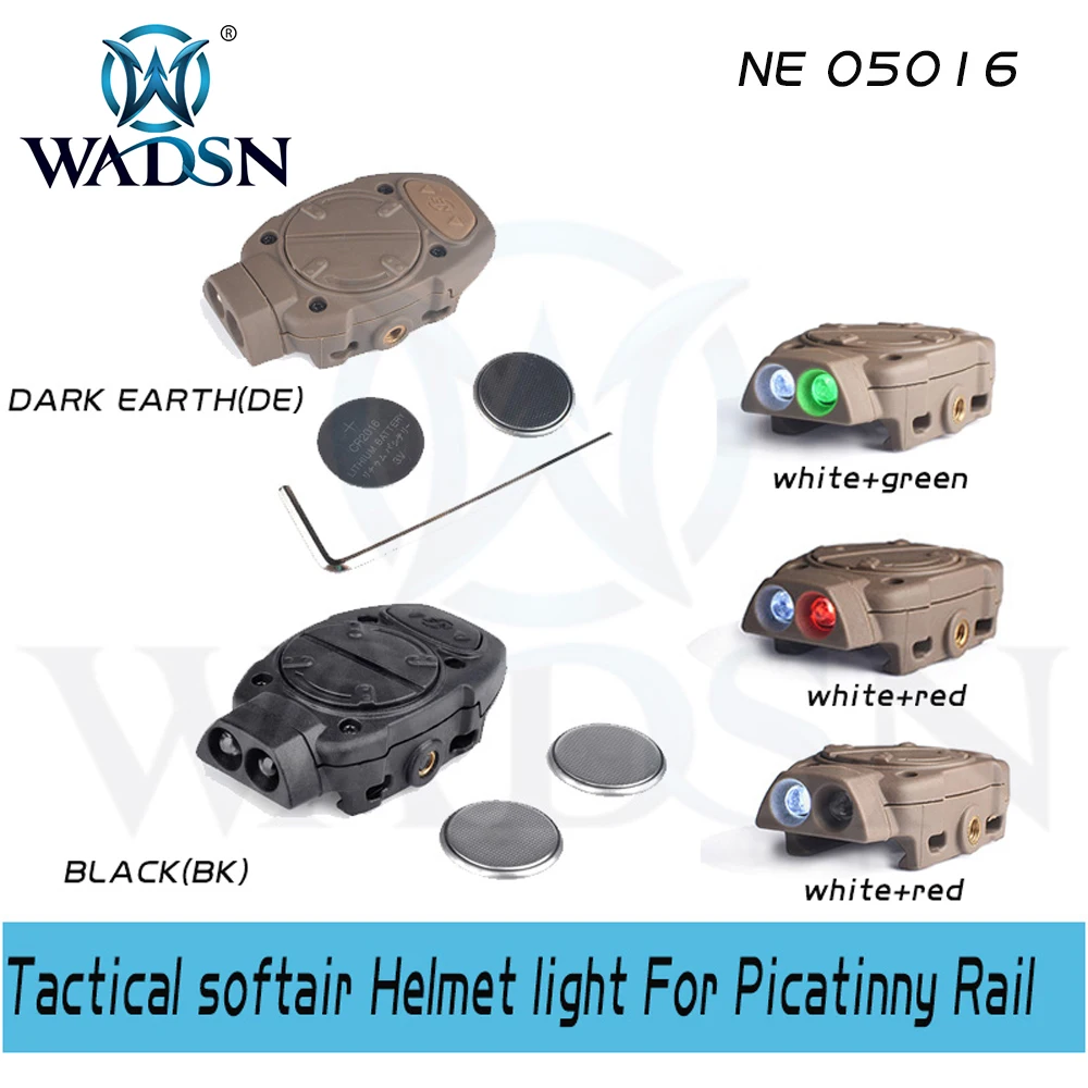 WADSN Princeton Tactical White Red IR Fast Helmet Light For Picatinny Rail Hunting Rifle Mini Switch Lamp Softair Weapon