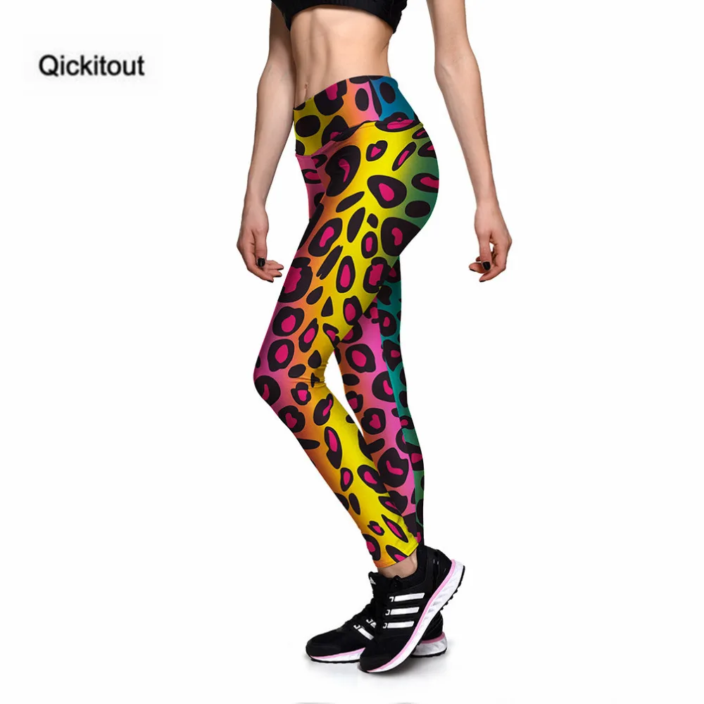 Qickitout леггинсы Для женщин пикантные новые Цвет leopard3D с принтом штаны высокой