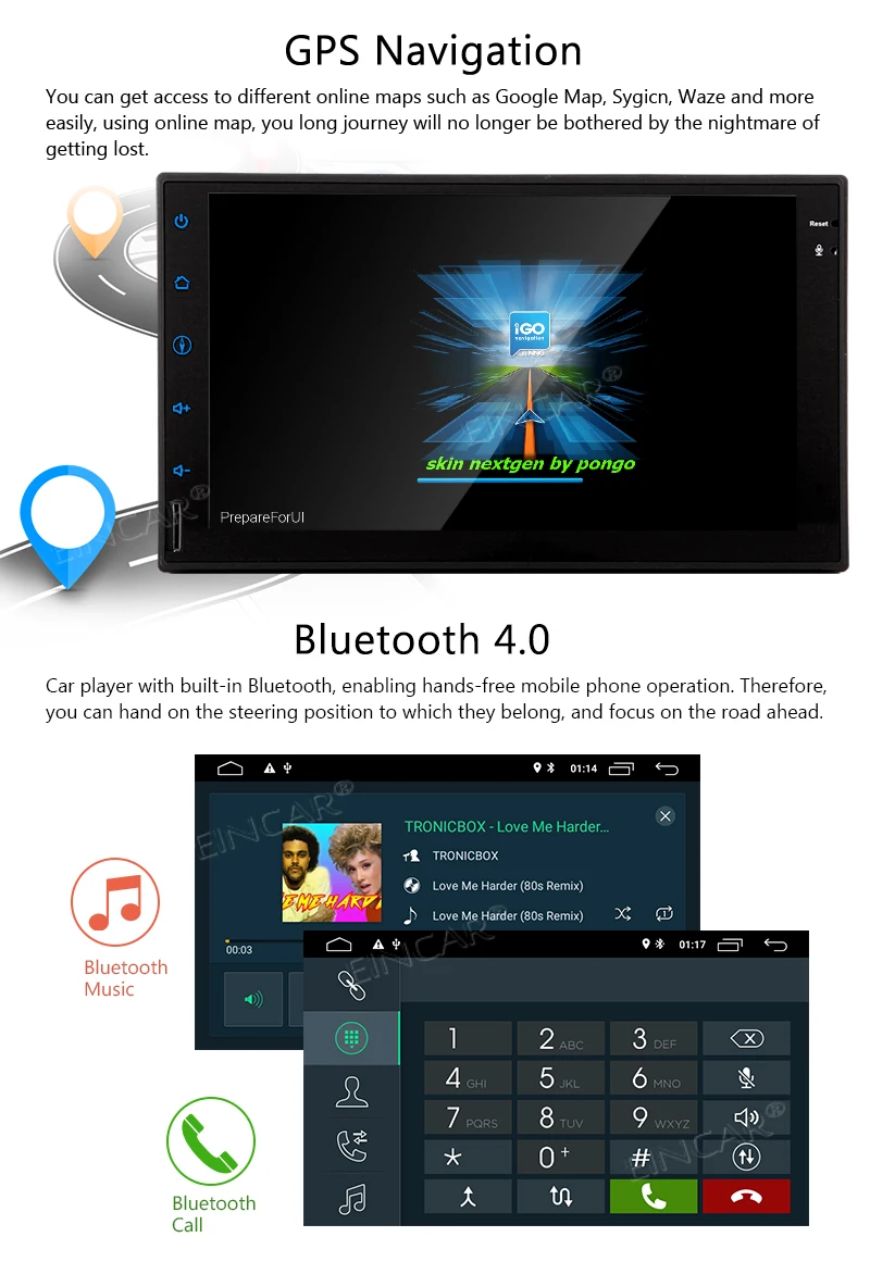Авторадио bluetooth Поддержка RDS/SD/USB/OBD2/Apple Play Mirrorlink Eincar Android 8 1 двойной 2 Din в тире