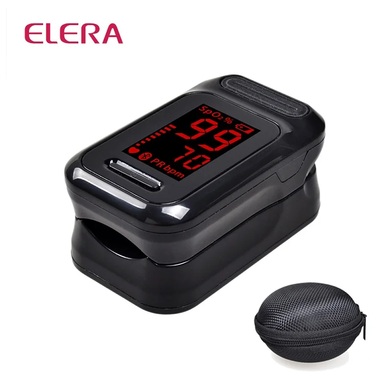 black with case2 ELERA пальцевой Пульсоксиметр оксиметр de dedo портативный кислород в крови Saturometro SPO2 PR Пульсоксиметр оксиметр - Цвет: black with case2