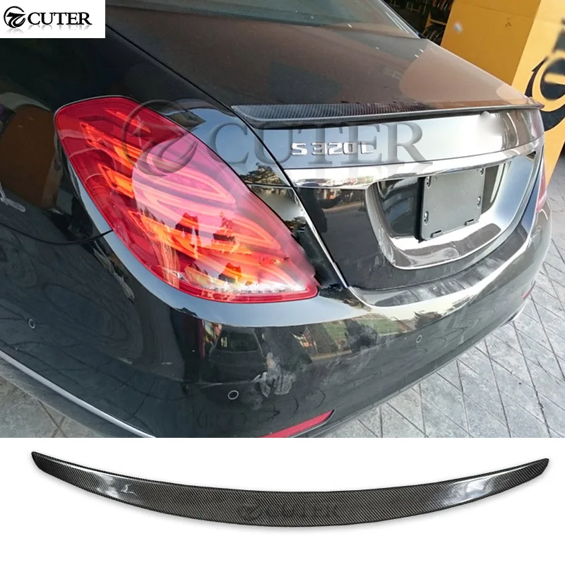 W222 углеродное волокно задние крылья багажника губа спойлер для Mercedes Benz S320 S400 S500