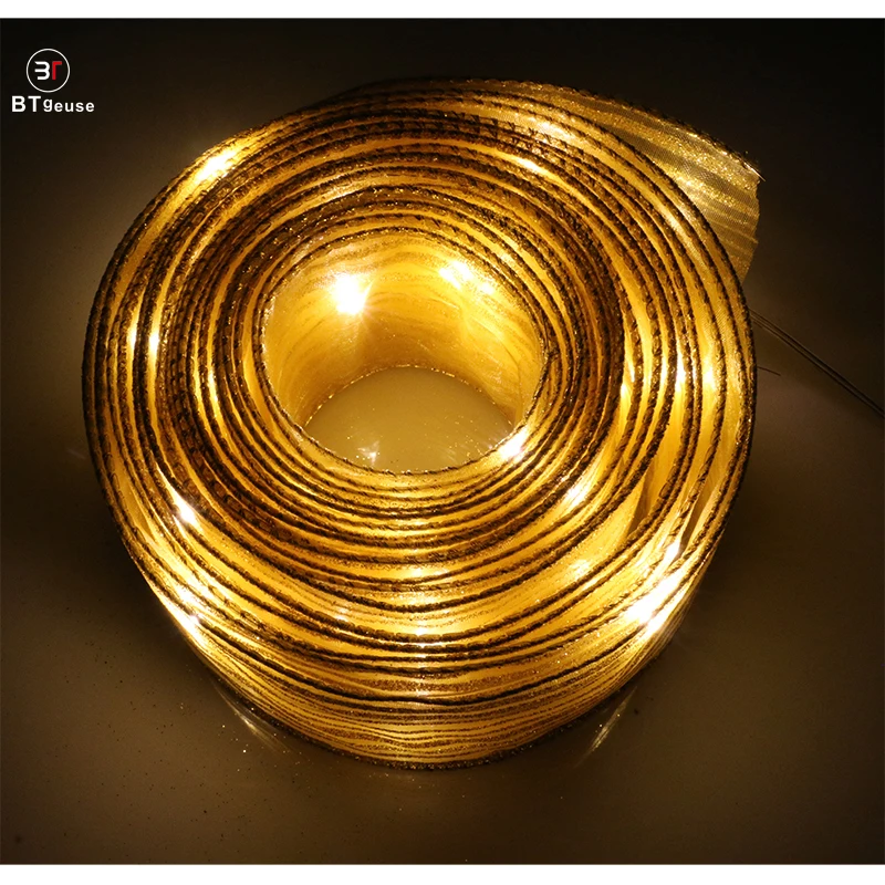 Золотая полосатая лента из органзы 5 м | Лампы и освещение