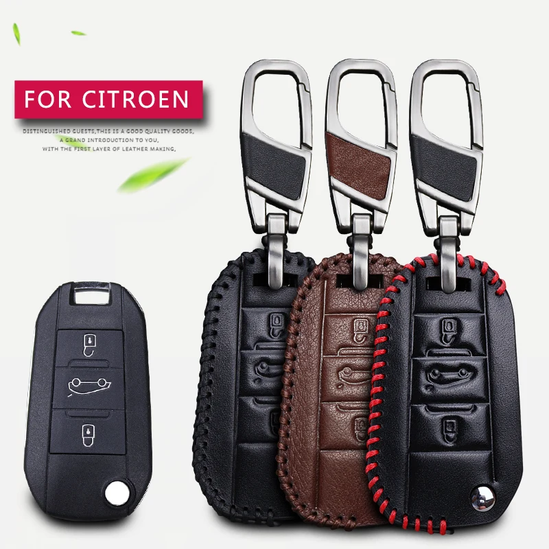 Кожаный чехол для автомобильного ключа Citroen C4 C5 C3 Xsara Picasso C8 C4L Peugeot 206 407 207 308 508 406 2008