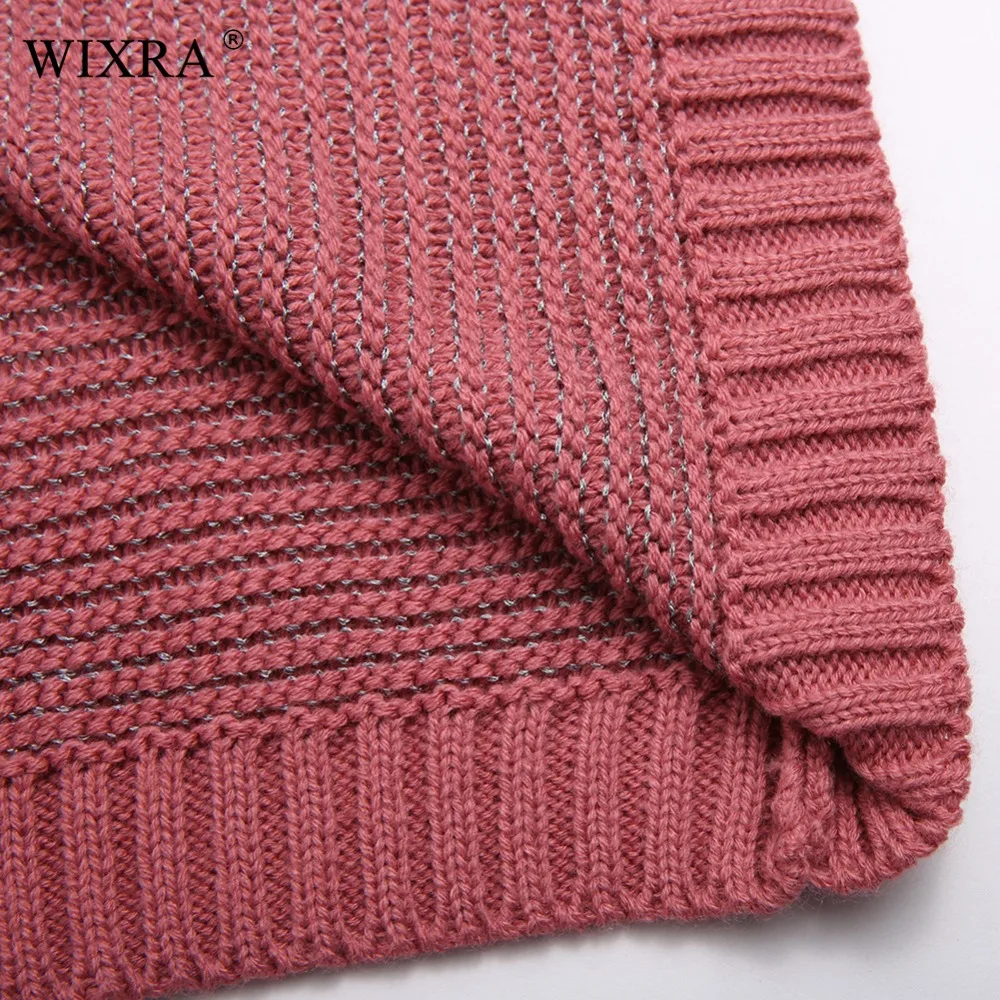 Женский базовый пуловер с длинным рукавом и открытыми плечами Wixra теплый вязаный