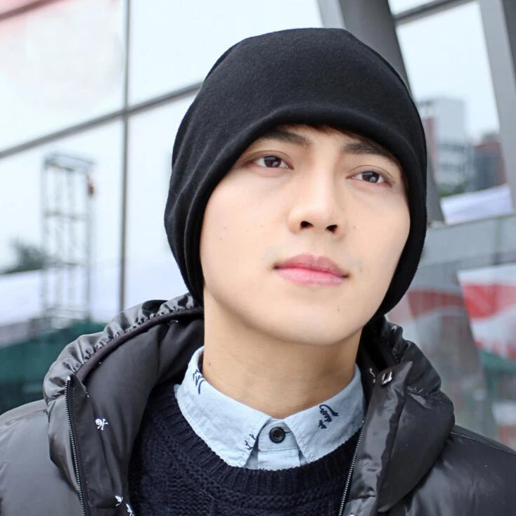 Осенне зимняя флисовая шапка бини для мужчин и женщин однотонная Вязаная