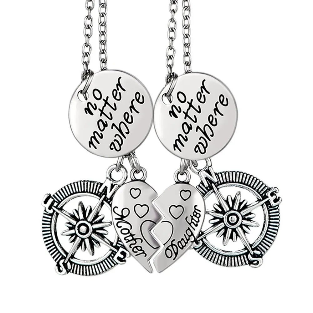 2 шт./компл. мать дочь сердце Форма Подвеска с компасом цепь ожерелье сшивание