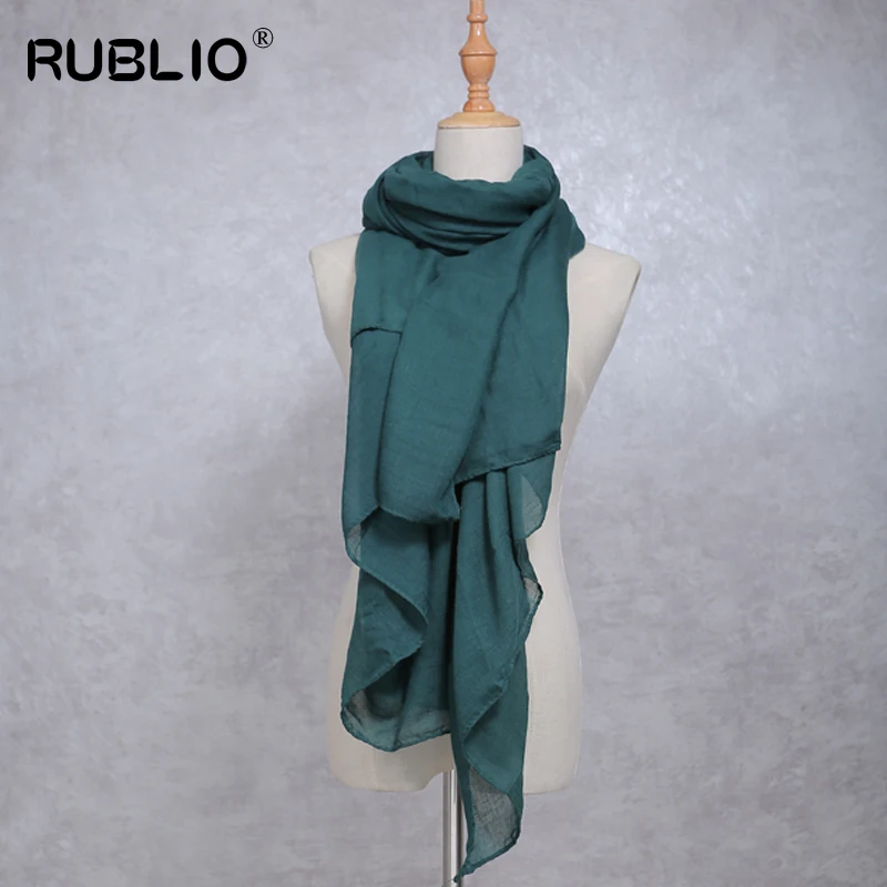 Rublio 2017 женские шарфы мягкая сплошной хиджабы длинную голову шарф двусторонний