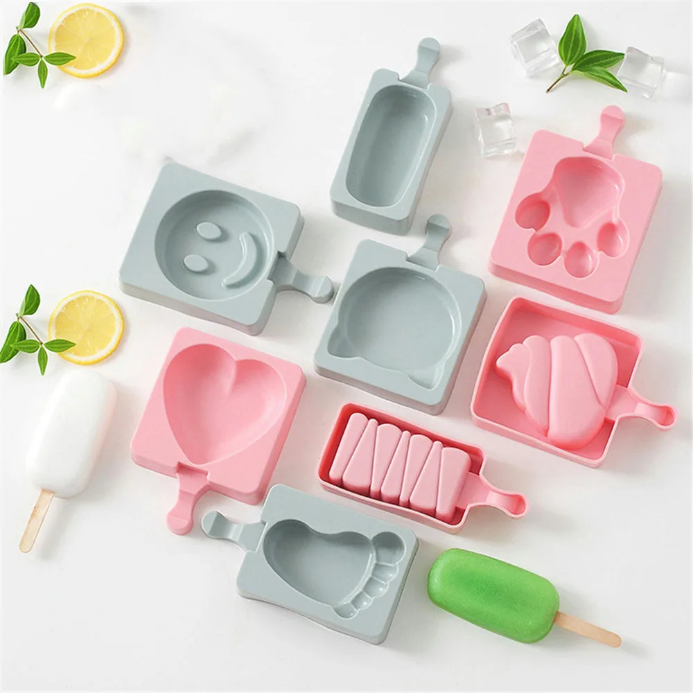 Creative Ice Cream Silicone Mold Popsicle Mold Ice lolly Moulds Tray Homemade Ice Cube Maker With Sticks Lid Kitchen Accessories