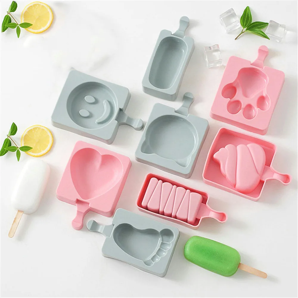 

Creative Ice Cream Silicone Mold Popsicle Mold Ice lolly Moulds Tray Homemade Ice Cube Maker With Sticks Lid Kitchen Accessories
