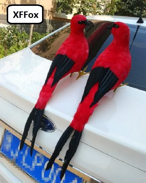 

a pair of big real life red&black bird models foam&feather simulation magpies birds gift about 60cm xf0888