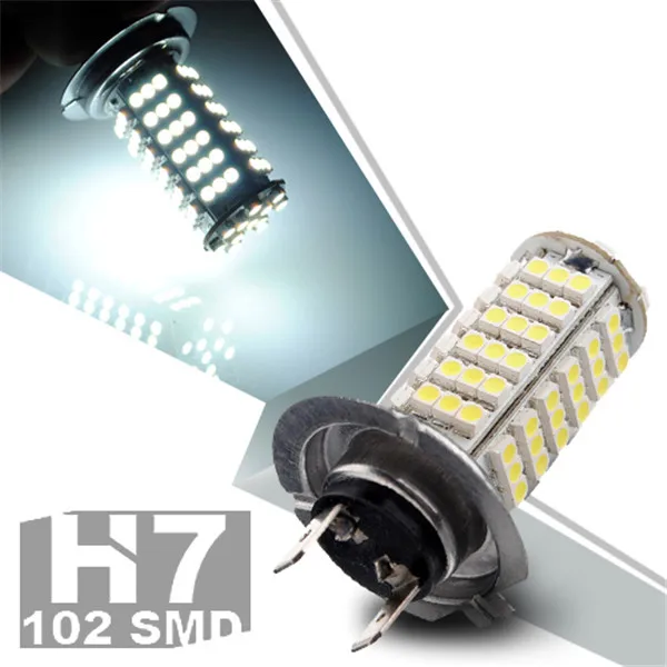 Большая Акция H7 102 LED 3528 SMD Автомобильные фары чисто белые Противотуманные Лампа