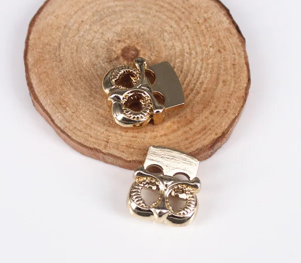 100piece Gold Tone Metal Stopper Toggle Owl Buckle Rope Clamp Cord Locks Drawstring Stops End Button with 2 holesfor Bags/NK226 | Дом и сад