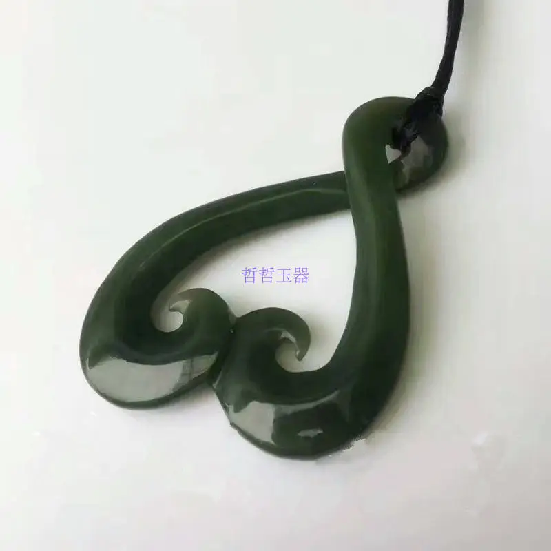 Натуральный подлинный Синьцзян Хэтянь камень кулон ожерелье темно зеленый полые